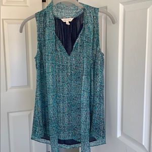 Rebecca Taylor Turquoise Floral Minnie Silk Top